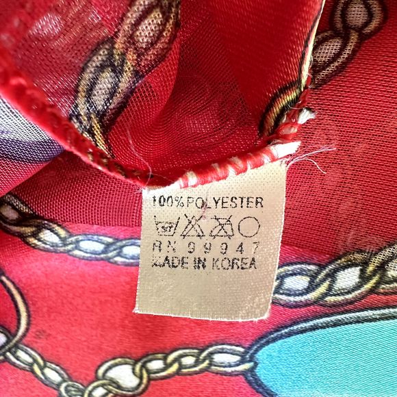 Fun Red Scarf 60" x 13" Striped Satin Sheer Decor Purses Chains Boots Hats - Picture 10 of 11